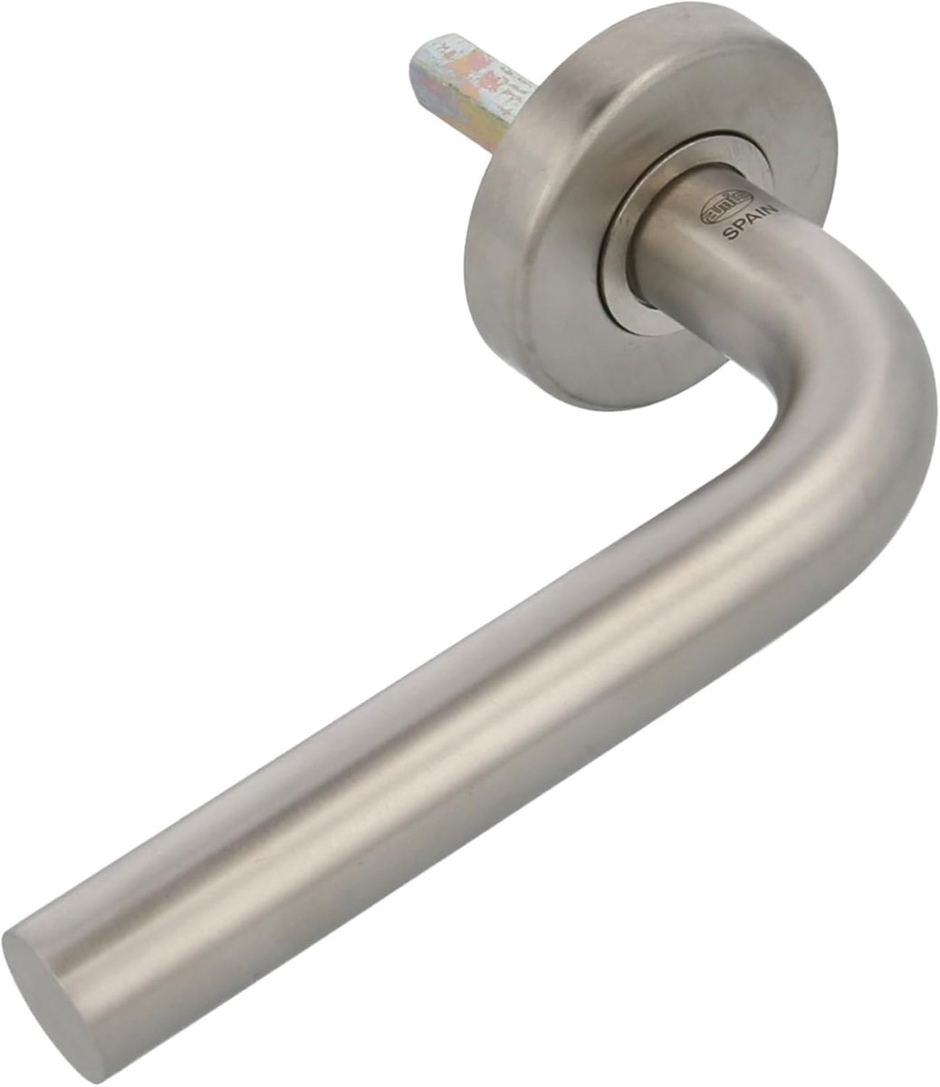 SnelShoppen - Deurhendel Amig 9950 Links (Medium) RVS 18/8 met Messing Roos, Antidiefstal, Ø53mm voor Voordeur