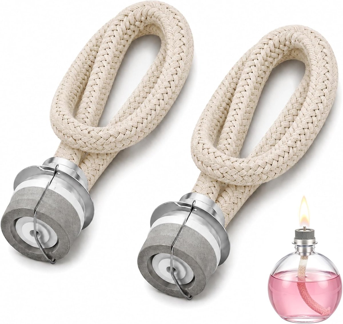 SnelShoppen - Geurlamp lont vervanging 18 mm - Vervangende lont voor olielamp - Zilver - Perfect voor tuin, feest, camping en gezelligheid