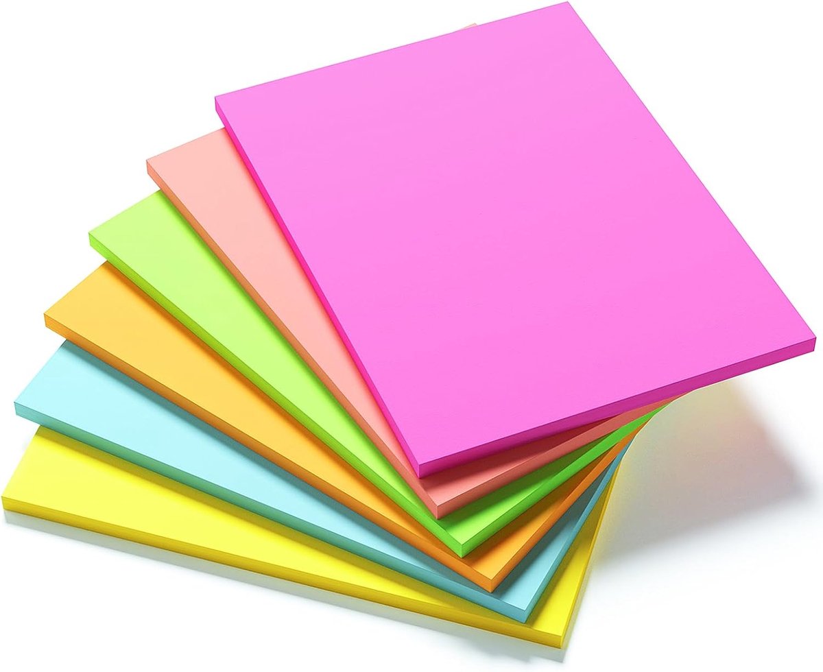 SnelShoppen - 6 x 8 Inch Creatieve Extra Grote Plaknotities, 6 Kleuren Assortiment, 50 Vel/pad, Ideaal voor Presentaties, Workshops en Planning