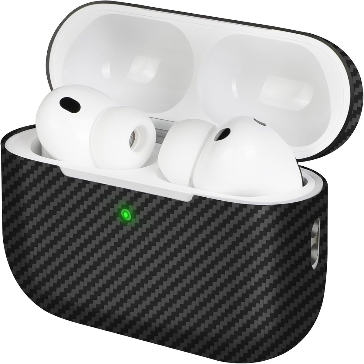 SnelShoppen - Carbon Fiber Case voor AirPods Pro 3 2025 - Dunne 0.5mm Beschermhoes met Grip - Zwart/Grauw - Stijlvolle en Duurzame Bescherming voor Jo