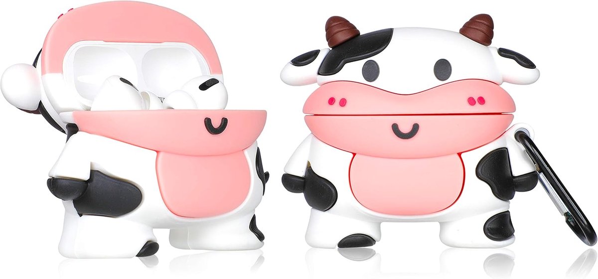SnelShoppen - Cute Kawaii 3D Silicone Case voor AirPods Pro 2019/Pro 2 Gen 2022 - Grappige Dieren Bescherming voor Meisjes en Kinderen - Sleutelhanger