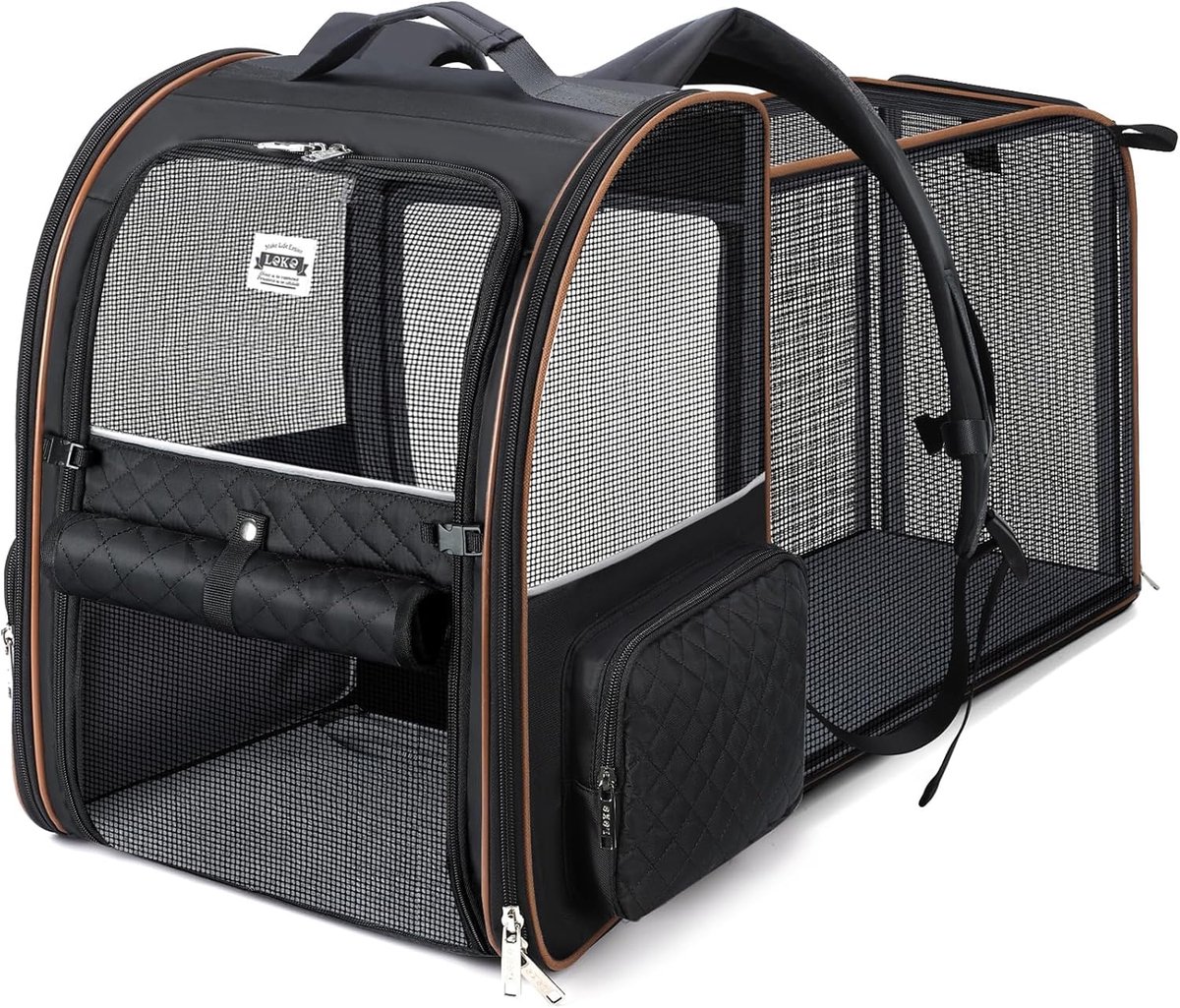 SnelShoppen - Expandable Cat Backpack, Draagbare Hondenrugzak voor Katten en Honden tot 8 kg, Vouwbare Huisdier Rugzak, Zwart, Ideaal voor Reizen en B