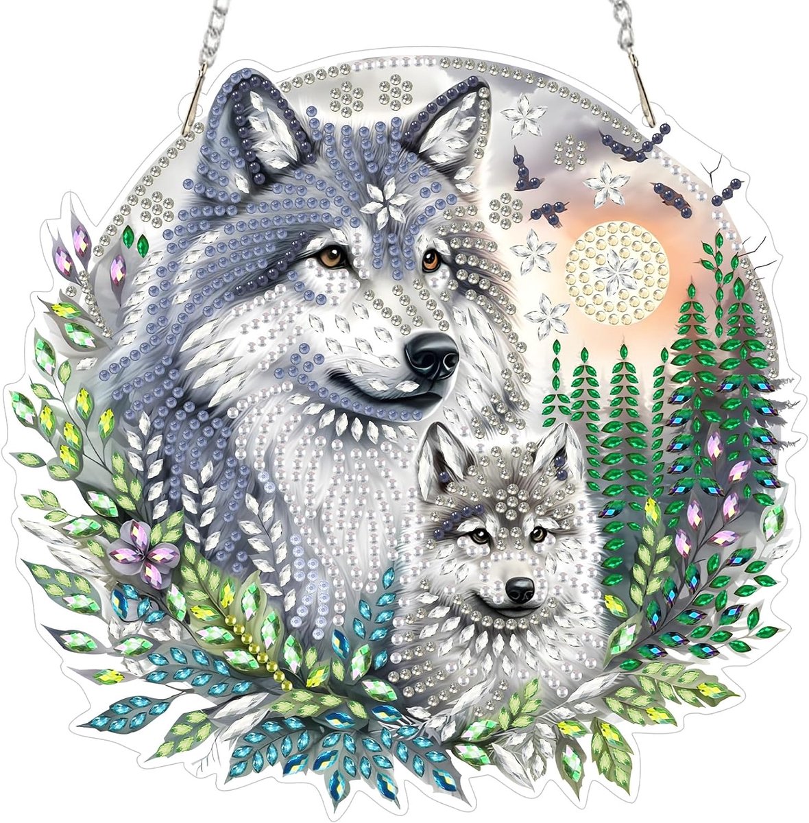 SnelShoppen - 5D Diamant Schilderen Kit Wolf Familie voor Volwassenen en Kinderen, DIY Wanddecoratie, Compleet met Gereedschap en Hangmateriaal, Creat