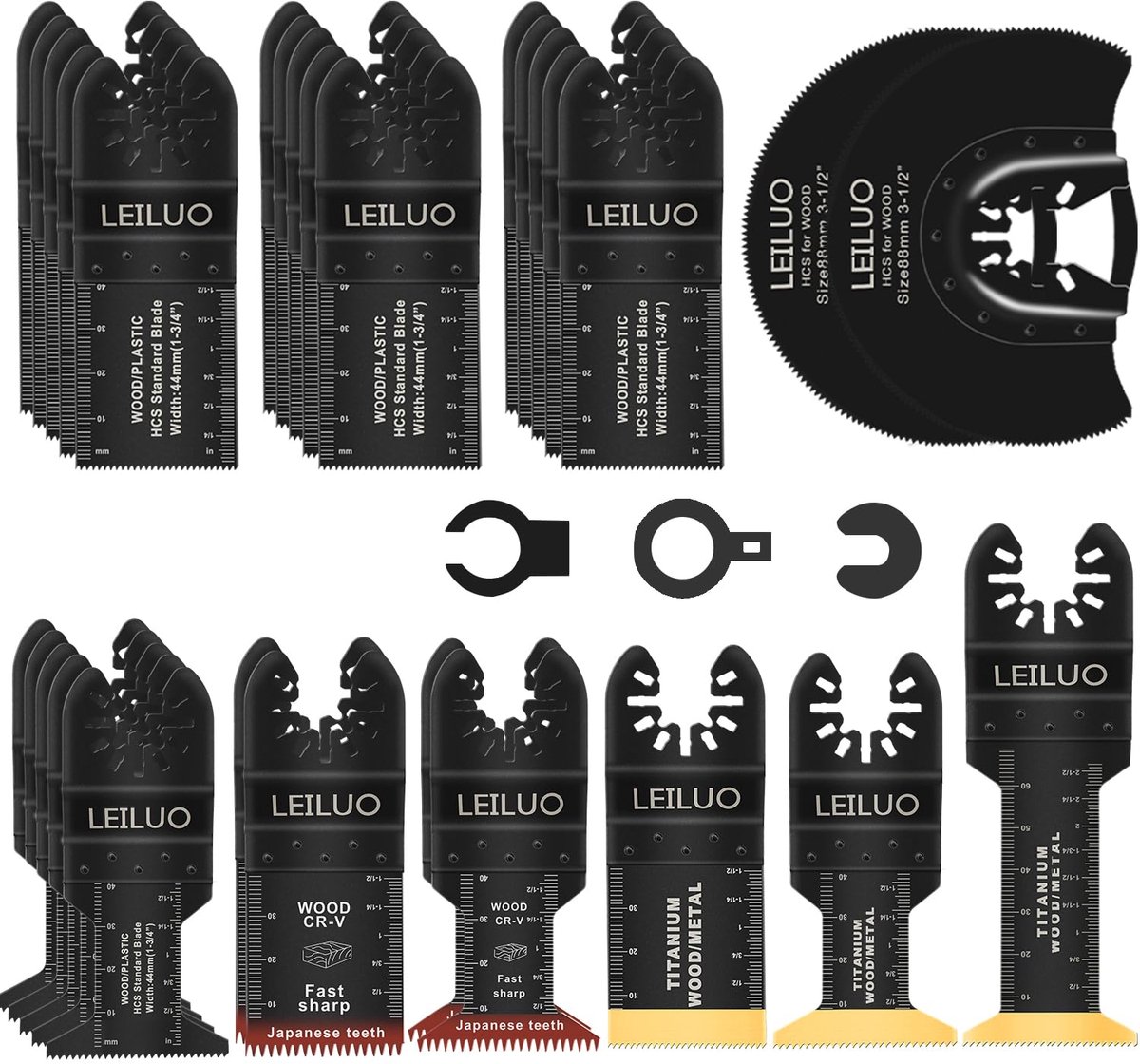 SnelShoppen - 32-delige Multitool Accessoire Set voor Hout en Plafondplaten - Universele Vervangmes met Opbergtas - Compatibel met Diverse Merken - Id
