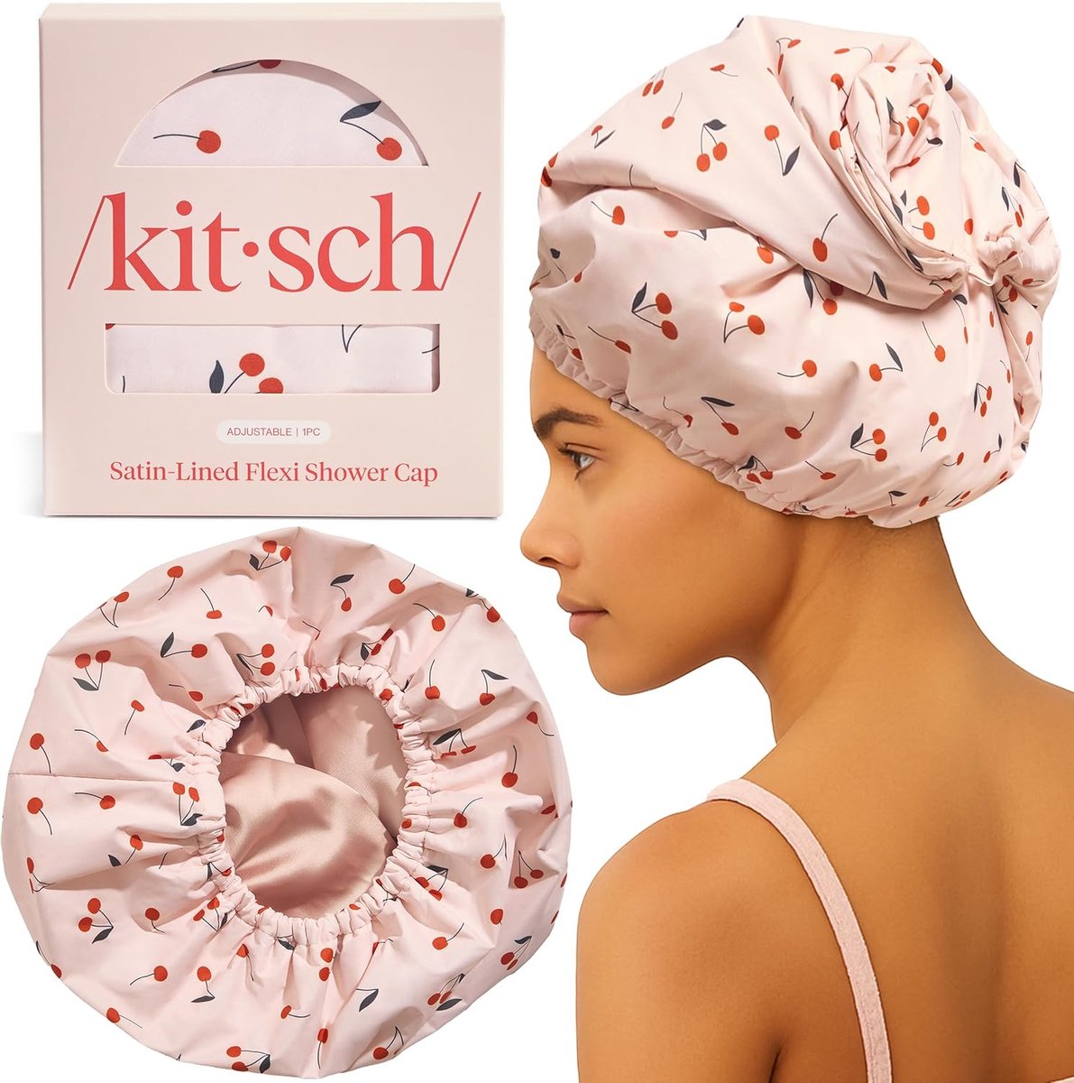 SnelShoppen - Luxe Douchcap voor Dames - Herbruikbare Waterdichte Satijnen Douchekap - Grote Maat - Antislip en Sneldrogend - Verstelbare en Stijlvoll