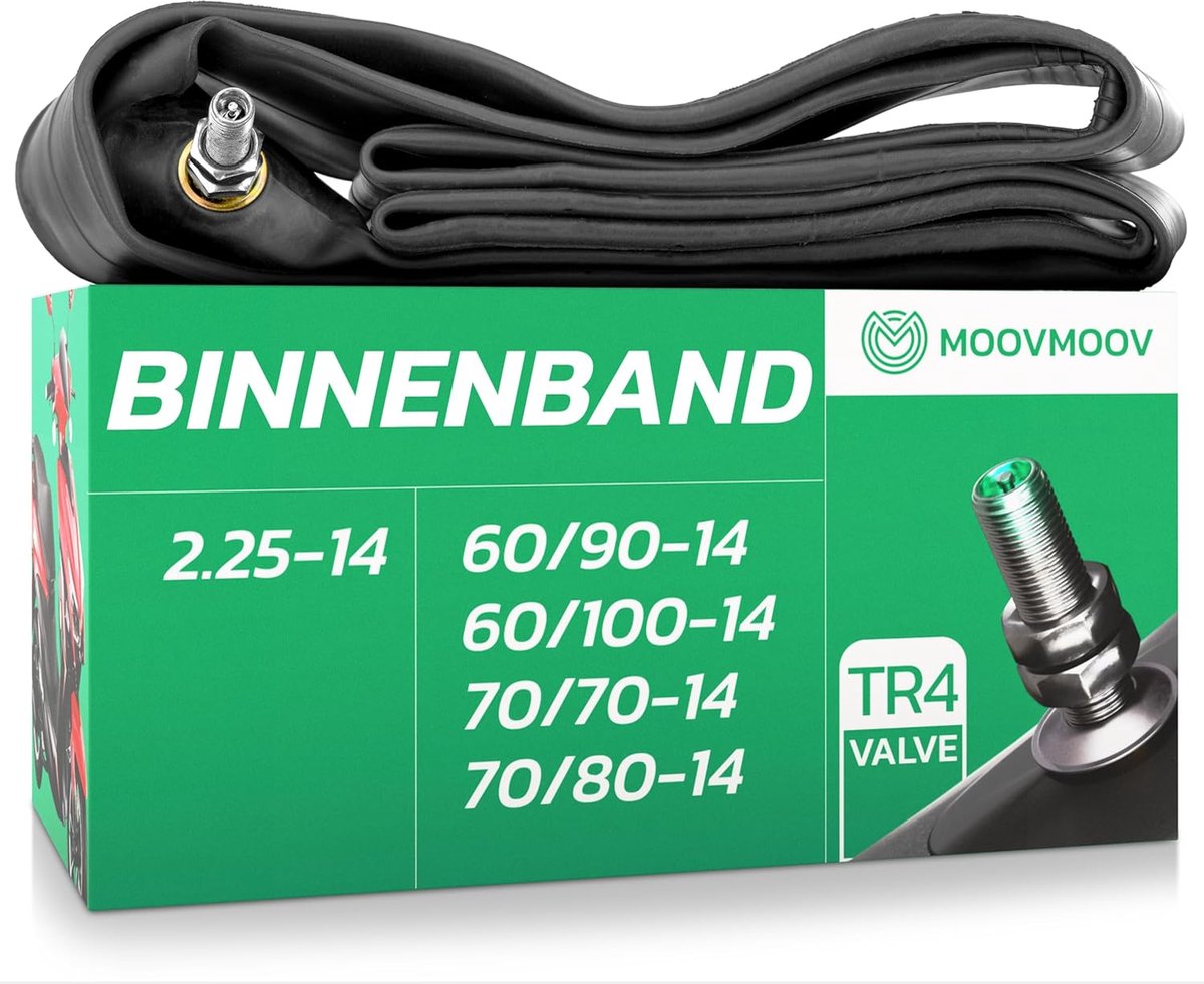 SnelShoppen - MoovMoov Binnenband 2.25-14, 60/90-14, 60/100-14, 70/70-14, 70/80-14 - TR4 Ventiel - Ideaal voor Pit Bikes, Mini Motos en Kindermotoren