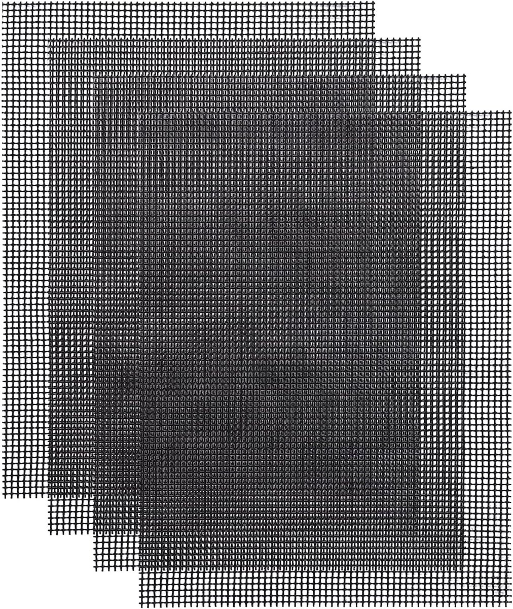 SnelShoppen - Herbruikbare anti-aanbakgrillmat set van 4, 40 x 30 cm, hittebestendig tot 260 °C, perfect voor gas-, hout-, elektrische grill en airfry