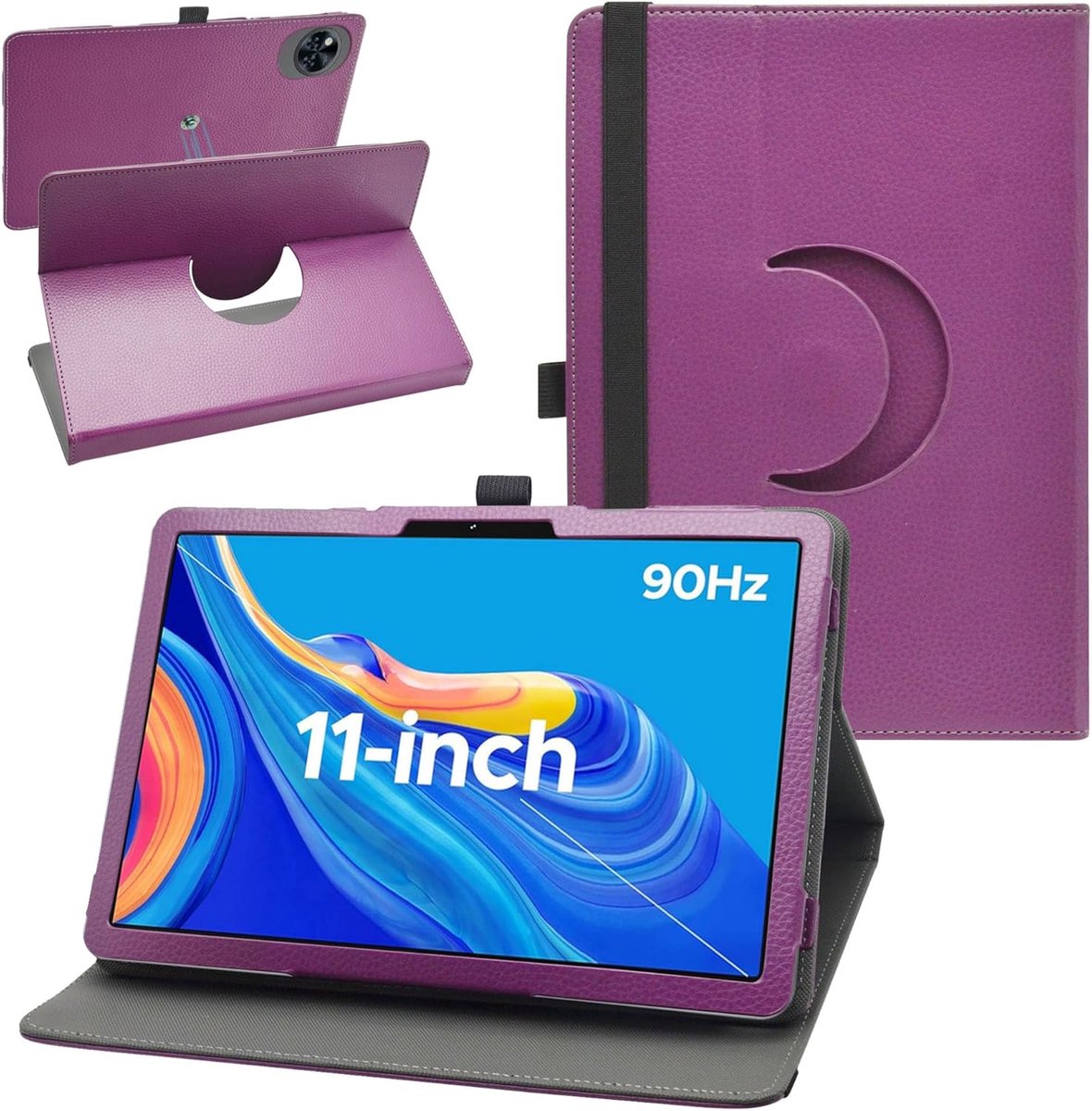 SnelShoppen - 360° Draaibare Beschermcase voor 11 Inch Tablet - Paars - Geschikt voor Doogee U11 2025, U11 Pro, Tab A9 Plus, Tab A9 Pro+, Blackview Ze