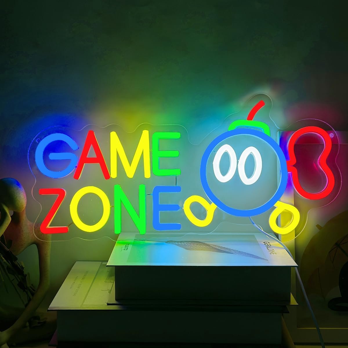 SnelShoppen - Gaming Zone Neon Sign - LED Neon Licht voor Speelruimte, Man Cave, Kleurvolle USB Wanddecoratie - Perfect als Cadeau voor Gamers, Jongen