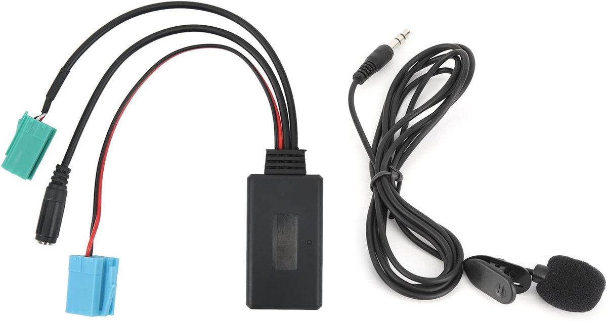 SnelShoppen - Bluetooth Audio Adapter 6-polige AUX-In Adapter voor Autoradio met Microfoon - Compatibel met Clio Espace Megane - Bluetooth 5.0