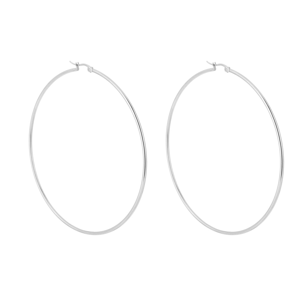 Stainless Steel Oversized Basic Hoops – Grote & Elegante Oorringen – RVS - Zilver