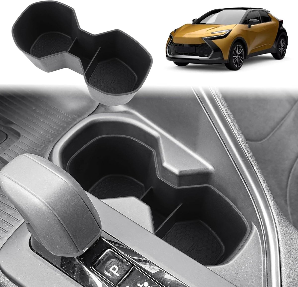 SnelShoppen - Cup Holder Bescherming Toyota C-HR 2024 2025 2026, TPE Soft Rubber, Non-slip en Shockproof, Originele Center Console Accessoire