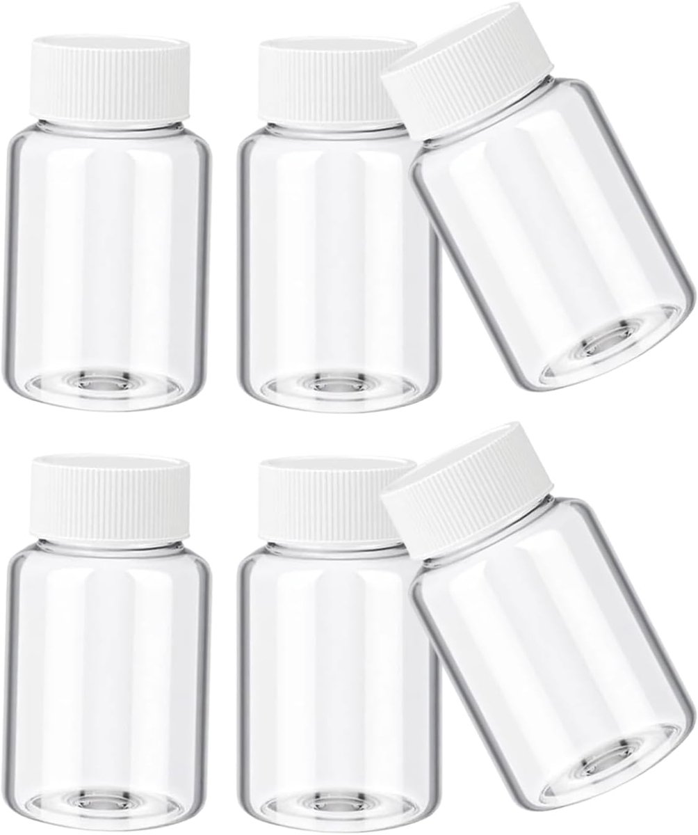 Thijox - Lege plastic pillendoos 80 ml, herbruikbare kunststof container met sluiting, transparant, set van 6 stuks voor reizen, huishouden en knutsel