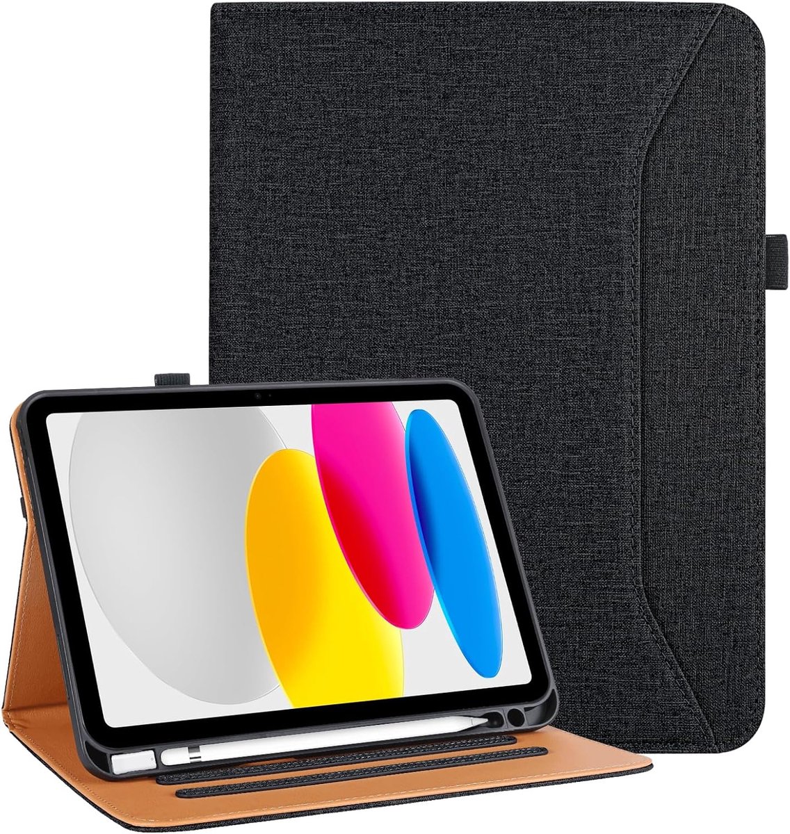 SnelShoppen - iPad A16 11 Inch 2025 Hoes, 10e en 11e Generatie Case met Penhouder, Zwart - Bescherming, Automatische Slaap/Wekfunctie