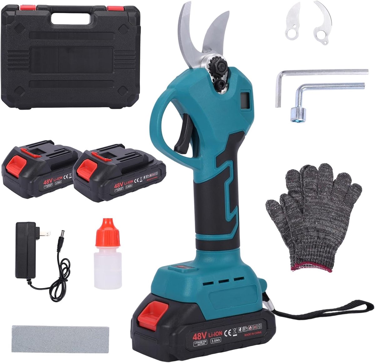 Thijox - Elektrische Snoeischaar Accu, Snoeischaar zonder Kabel, Max Snede 25 mm, SK5 Stalen Messen, Veiligheidsschakelaar, 2 x 3000 mAh Batterijen vo