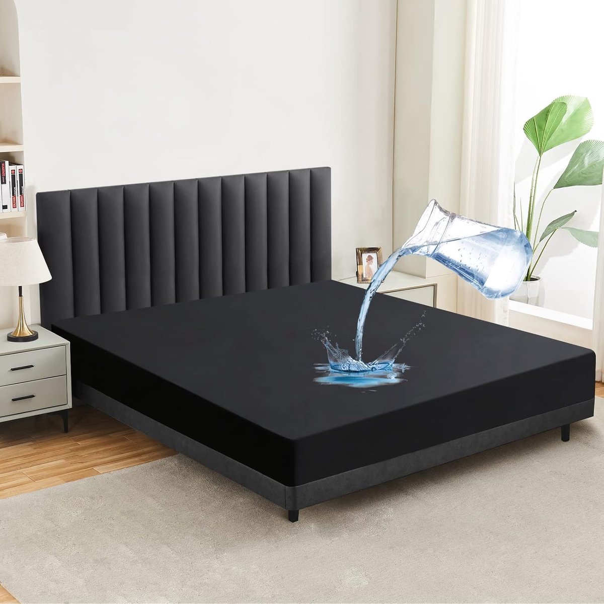 SnelShoppen - Waterproof Matrasbeschermer 120x200cm, Ademend Laken, Hoge Kwaliteit Spannbetformaat, Wasbare Incontinentiepad tot 60° - Zwart