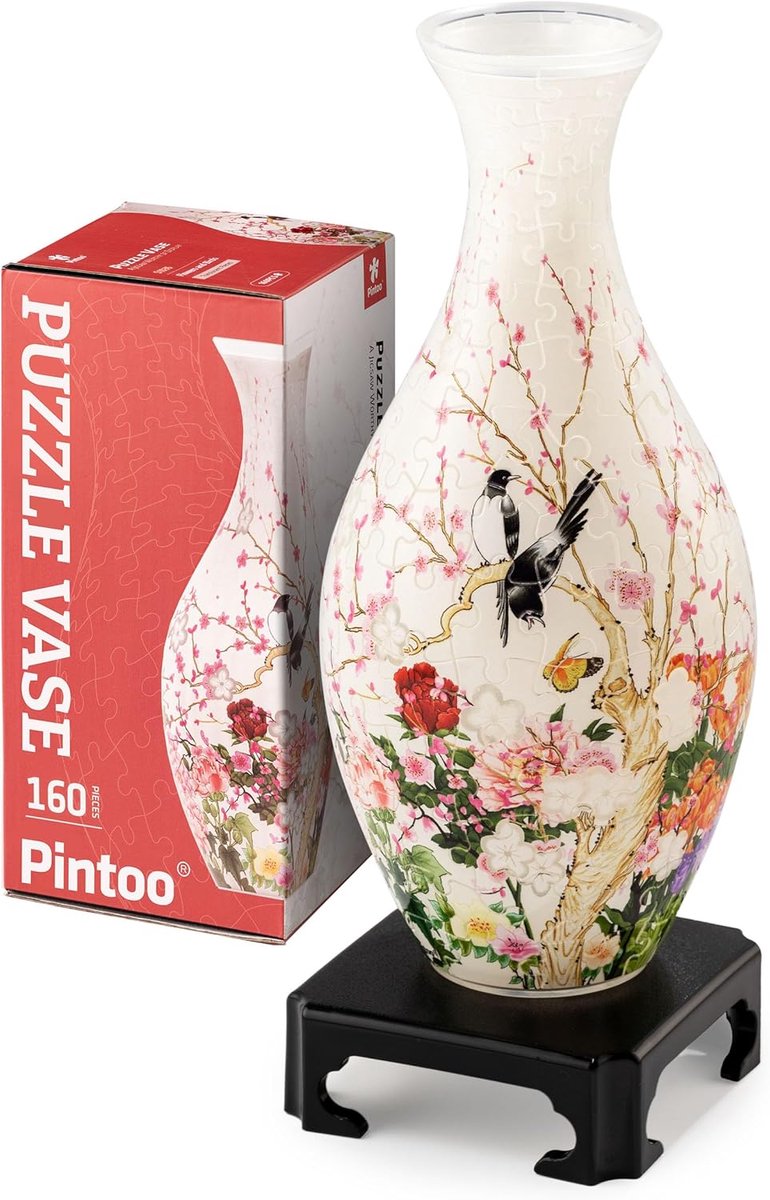 SnelShoppen - 3D Puzzle Vaas met Bloemen en Vogels | 160 Stukken | Uniek Cadeau & Stijlvolle Woondecoratie | Voor Verse of Kunstbloemen