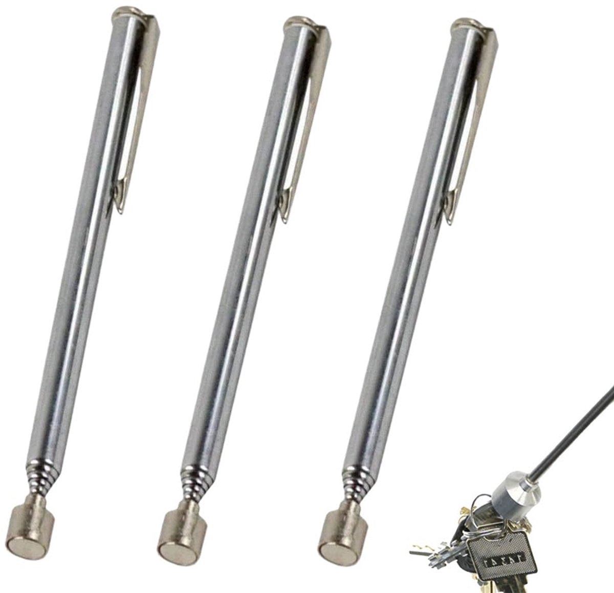SnelShoppen - 3 Pcs Telescopische Magnetische Stang - Uitrekbare Magnetische Pickup Tool tot 65cm - RVS Magnetische Grijper voor Schroeven, Moeren, Sl