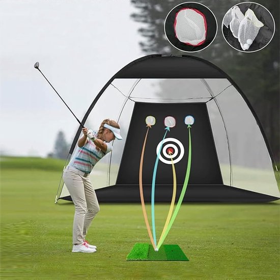 Golfoefennet 300x200 cm - Met 3-in-1 Oefenmat, 5 Golfballen & Doelvakken - Voor Binnen en Buiten — afbeelding 5