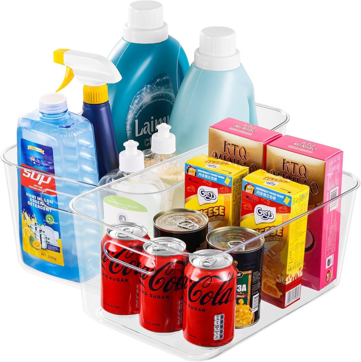 SnelShoppen - Set van 2 Fridge Organizers, Stapelbare Koelkastdozen met Lade, Extra Grote Opbergboxen voor Keuken, Pantry en Badkamer, BPA-vrij, Ideaa