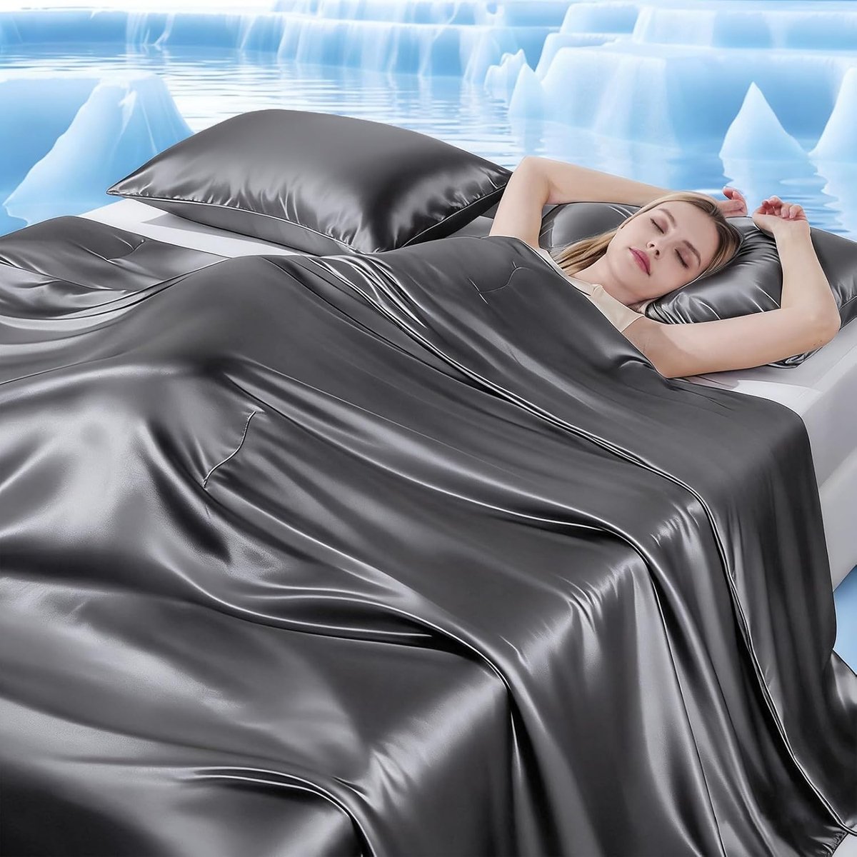 SnelShoppen - Zomer Dekbed Koeltechnologie Q-Max 0.5, 150x200cm, Lichtgewicht Pearl Grey, Perfect voor Volwassenen, Camping en Reizen, Ideaal bij Nach