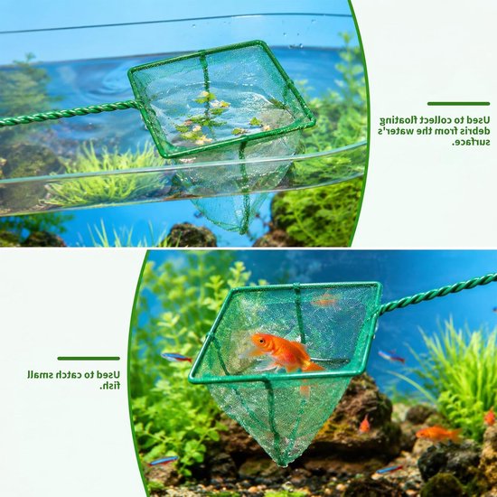Aquarium Schepnet - Visnet Garnalennet - Aquarium Onderhoud - Fijnmazig Zacht Net - 3 Stuks 27cm - Groen — afbeelding 4