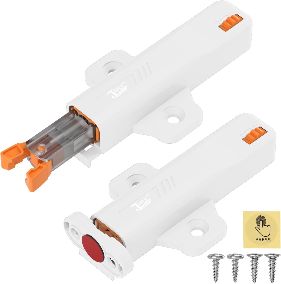 SnelShoppen - Push to Open Deurgrepen Heavy Duty 2 Pack voor Kasten en Wardrobes - Witte Snap Sluiting voor Veilig en Gemakkelijk Sluiten