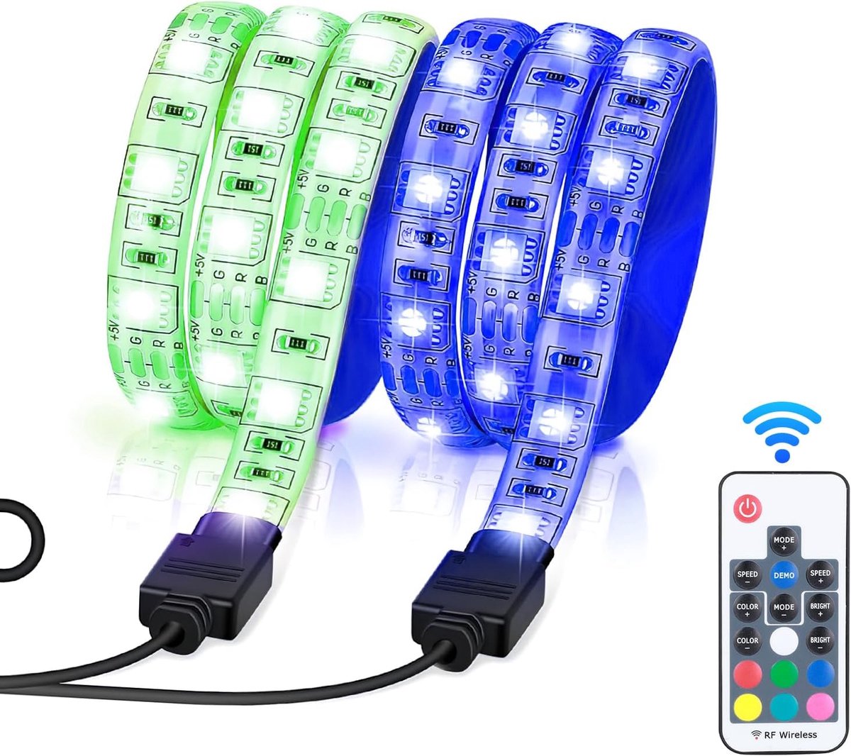 SnelShoppen - Electric Scooter LED Strip Lights 30 RGB Lichten met Afstandsbediening, Waterdichte Vouwbare LED Strip voor Skateboard, Roller, Feest en