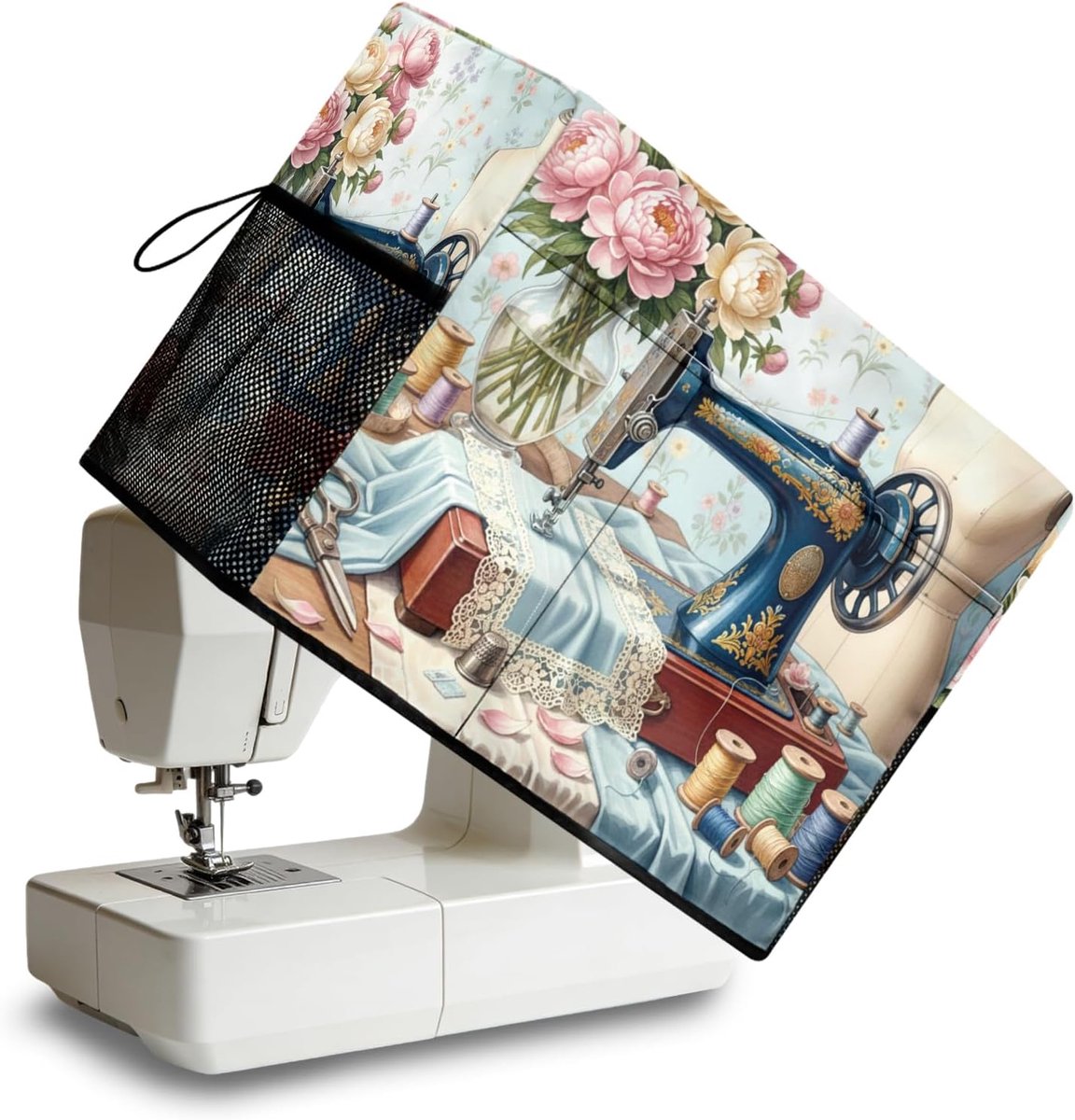 SnelShoppen - Naaimachinehoes met Opbergzakken, Beschermende en Decoratieve Stofhoezen voor Standaard Naaimachines, Charmante Patronen, Ideaal voor Na