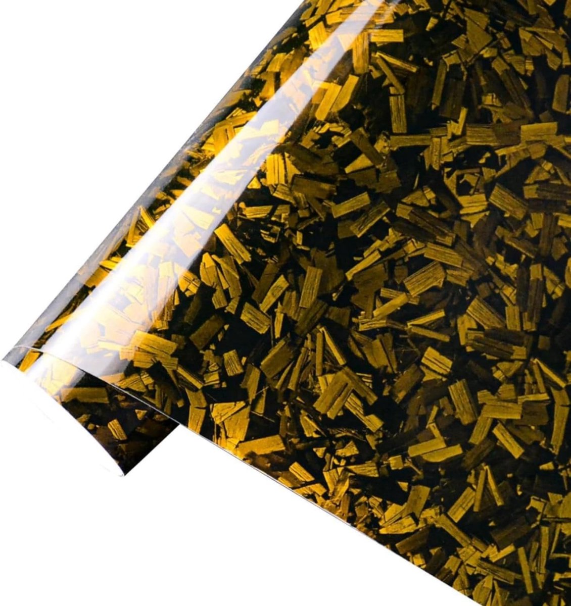 SnelShoppen - Car Cover 150x30 cm Shiny Geel Carbon Film Vinyl Zelfklevend Waterdicht Bubble-free Sticker Tuning Decoratie voor Auto, Motor, Fiets