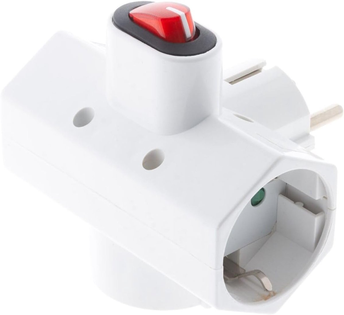 SnelShoppen - Schuko 16A Triple Socket met Schakelaar - 3 Uitgangen, Max 2300W, Compact Ontwerp, Wit - Ideaal voor Thuis en Kantoor, Perfect voor Klei