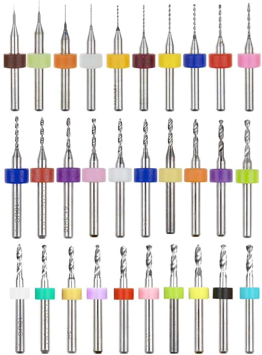 SnelShoppen - 30pcs PCB Micro Boortips van 0.1mm tot 3mm - Hoge Kwaliteit Tungsten Staal - Perfect voor Elektronica en Hobbyprojecten