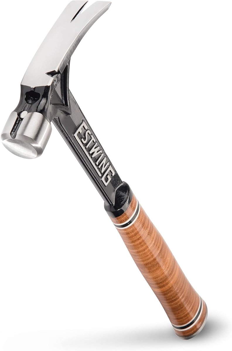 SnelShoppen - 15oz Hamer met Korte Handgreep en Magnetische Spijkerstarter - Ultra Serie Rip Claw Hamer met Gladde Kop en Echt Leren Grip - Perfect vo