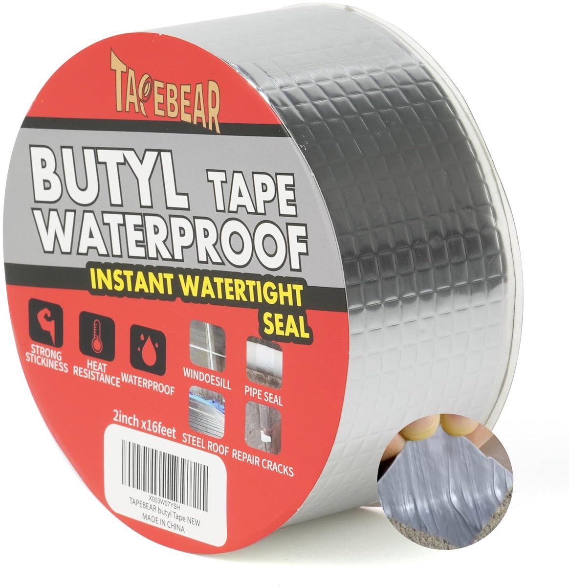 SnelShoppen - Waterproof Butyl Tape 50mm x 5m - Sterke Zelfklevende Aluminium Plakband voor Daklekkage, Scheuren, Raam- en Pijpreparatie - Ideaal voor