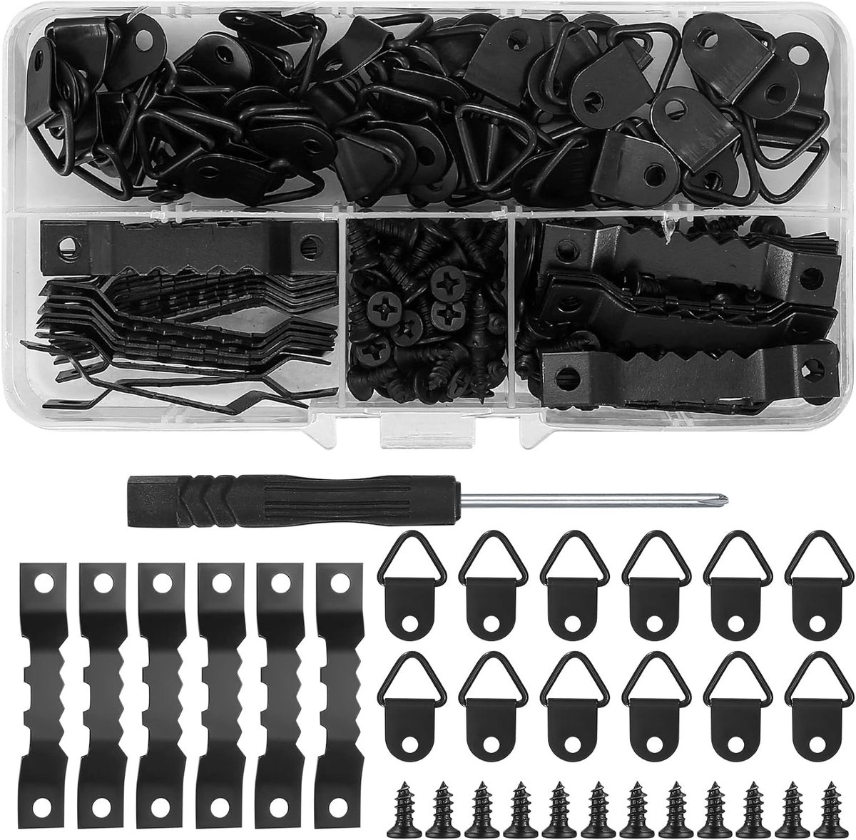SnelShoppen - 251 Pcs Foto Hanger Set - Foto Haakjes, Bevestigingsmateriaal voor Houten Lijsten, Wanddecoratie, Kunst, Robuust en Corrosiebestendig