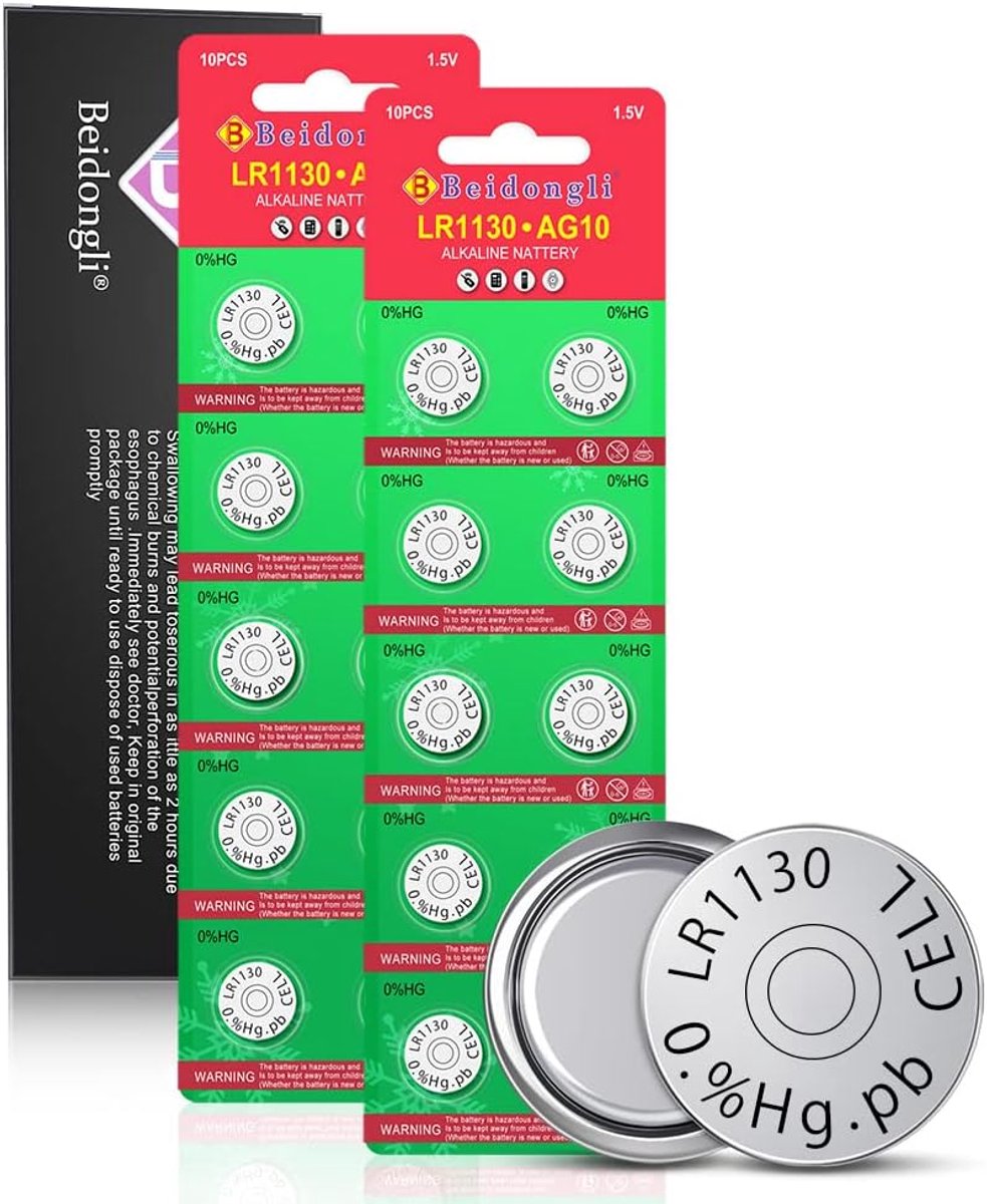 SnelShoppen - LR1130 Knopcelbatterijen AG10 1131 189 1.5V Alkaline Batterij - 20 Stuks - Hoge Kwaliteit, Langdurige Energie, Lekvrij, Ideaal voor Spee