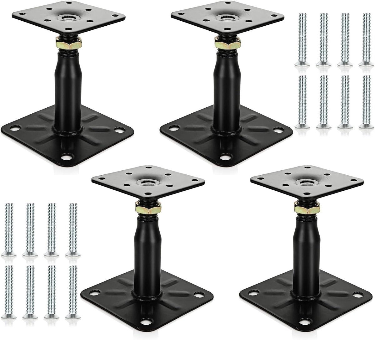 SnelShoppen - Pack van 4 Hoogte Verstelbare Postdragers, Gegalvaniseerd 100-150 mm, Stevige Ondersteuning voor Tuinhekken, Carports, Pergola's en Bouw