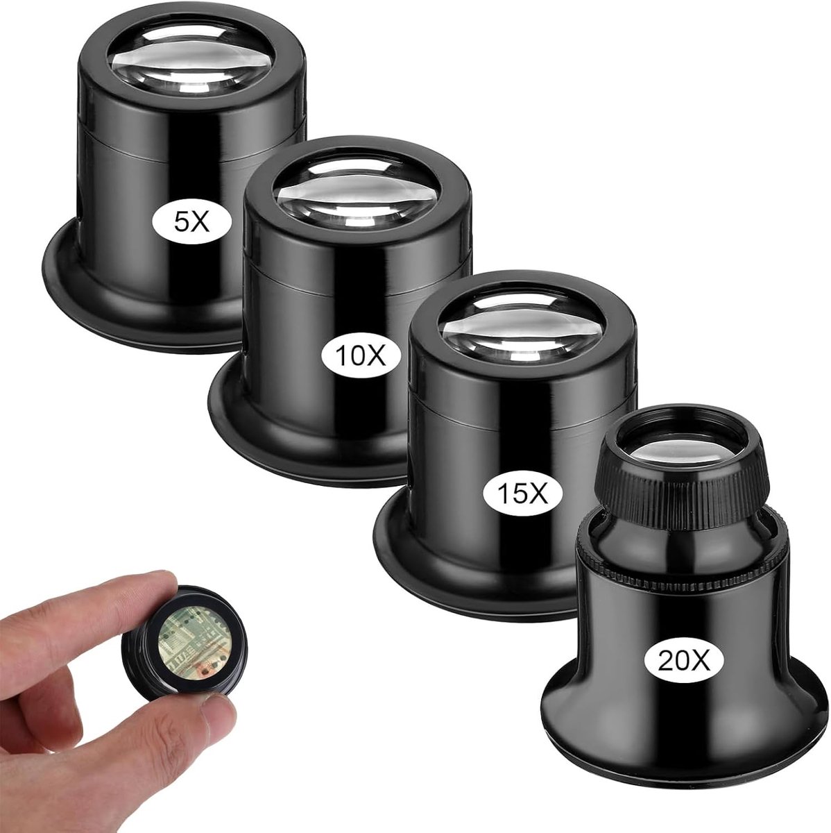 SnelShoppen - Jewellery Magnifier voor Horlogemakers 5X 10X 15X 20X Loep voor Edelstenen, Munten, Stempels, Horloges, Hobby's en Elektriciens
