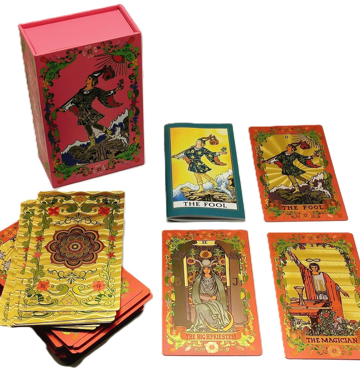 Rosé goud Folie Tarot Kaartenset – Mandala Tarotdeck in Bewaardoos - Tarotkado - Luxe tarotkaarten met gids