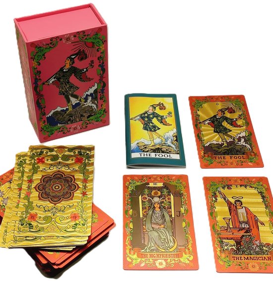 Rosé goud Folie Tarot Kaartenset – Mandala Tarotdeck in Bewaardoos - Tarotkado - Luxe tarotkaarten met gids