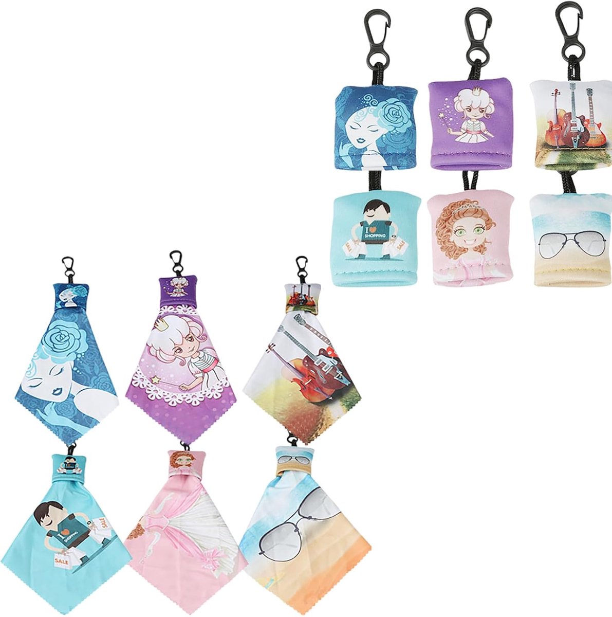 SnelShoppen - 12 Stuks Sleutelhanger Bril Poetsdoeken, Microvezel Bril en Schermreinigers, Mobiele Wipers voor Telefoon en Brillen, Ideaal voor Thuis