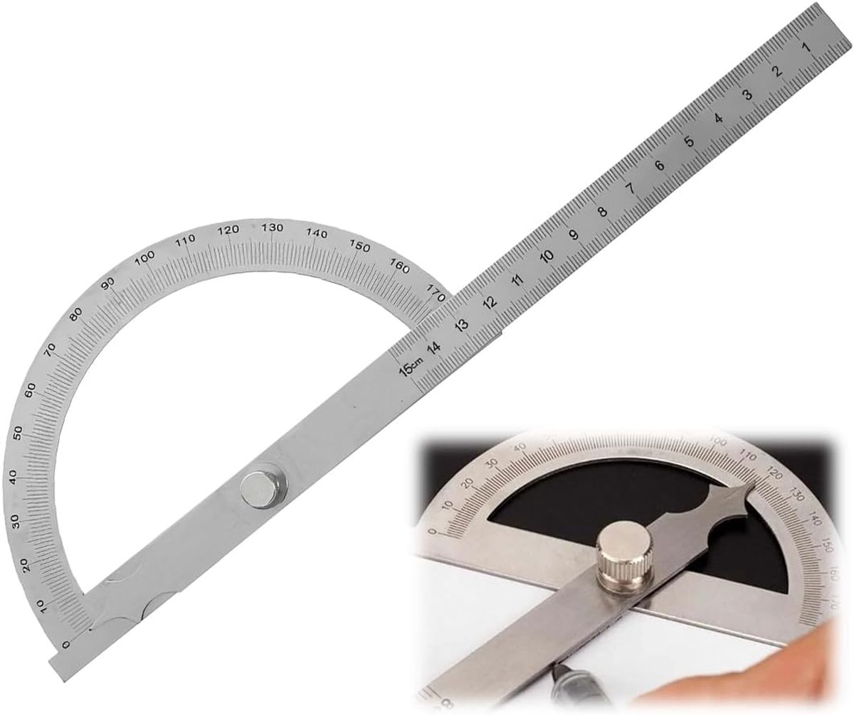 SnelShoppen - Concave 180° RVS Protractor Verstelbare Goniometer Meetlat voor School en Houtbewerking, Duurzaam en Nauwkeurig
