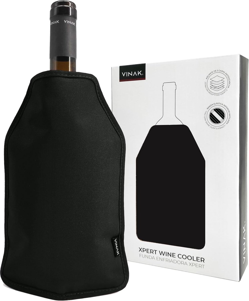 SnelShoppen - Wine Cooler Cover XPERT | No-frost Gel Koelers voor Wijn en Spumante | 5-laags Isolatie | Antival Onderkant | Zwart