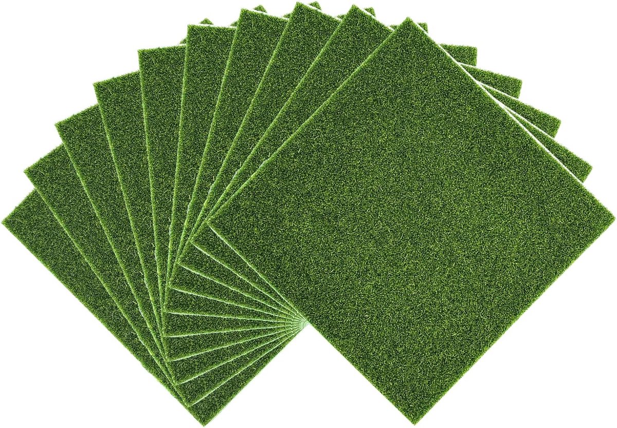 SnelShoppen - 10 Stuks Kunstgras Miniatuur Decoratie voor Tuin, Dollhouse, Fairy Garden - Kunststof Grasmat voor DIY Projecten, Creatieve Decoraties,