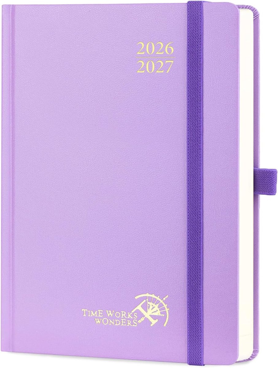 SnelShoppen - Agenda 2026 2027 - Weekly Planner met Spiral Binding, 21.5x16 cm, Soft Cover, 80 GSM Papier, Violet, 12 Maanden van Aug'26 tot Jul'27
