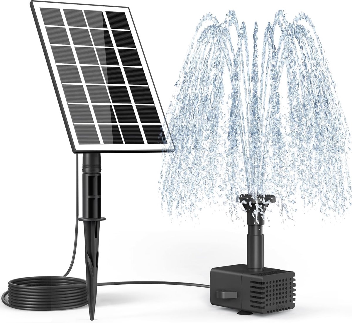 SnelShoppen - Solar Fountain Set voor Vogelbad - 9,84 ft. Snoer - Hoogwaardige Glaspaneel - 9 Opzetstukjes - Zonne-energie Tuinfontein voor Buiten, Pa