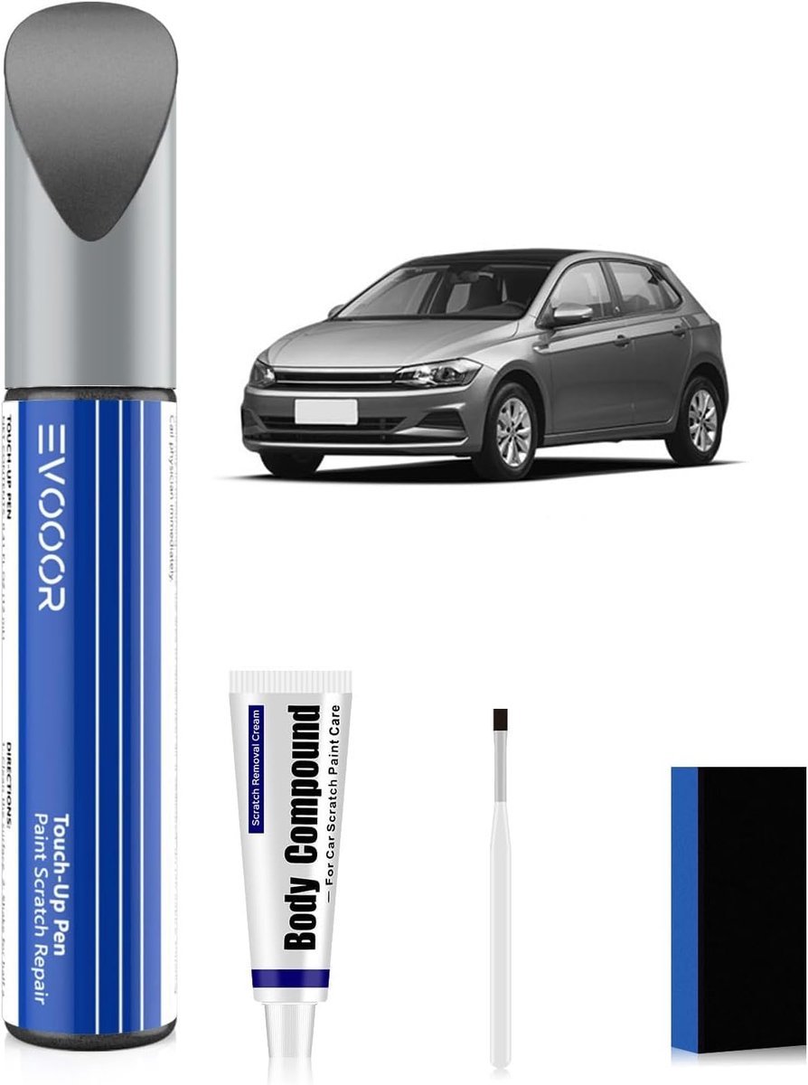 SnelShoppen - Repair Kit voor Volkswagen / VW - Metallic, Pepper Grey, Metallic Blue - Krassenverwijderaar voor Makkelijk en Snel Autoherstel