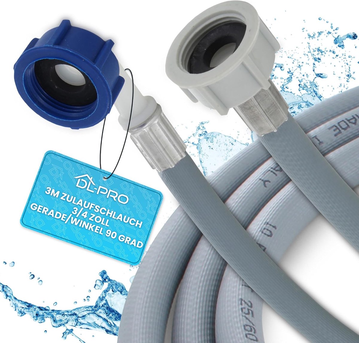 3 m Waterslang 3/4 inch voor Wasmachine en Vaatwasser met Hoekverbinding