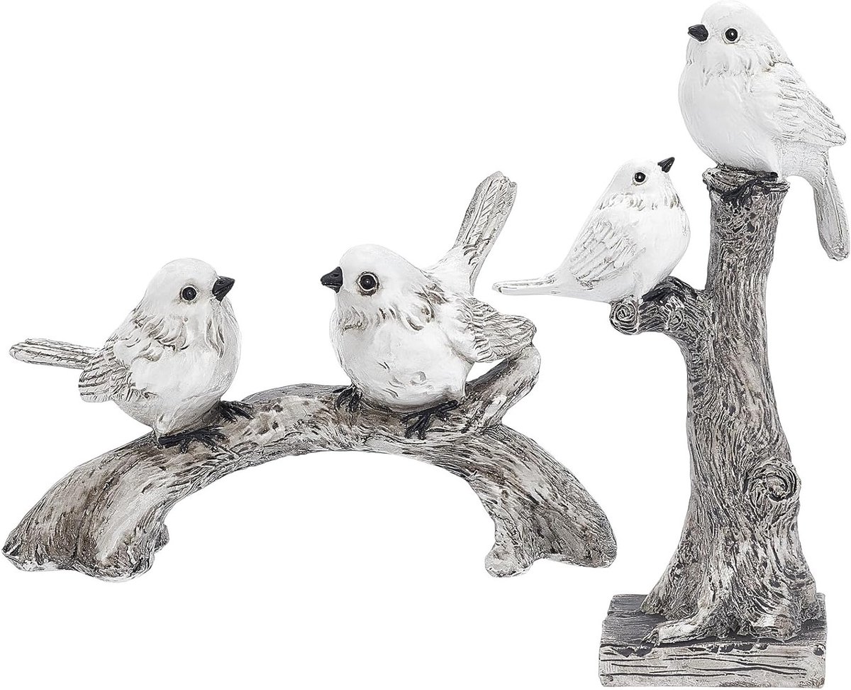 Hars decoratie met 2 vogels op tak, romantisch vogelbeeld van 25 cm, perfect als huisdecoratie of cadeau voor bruiloft en verjaardag