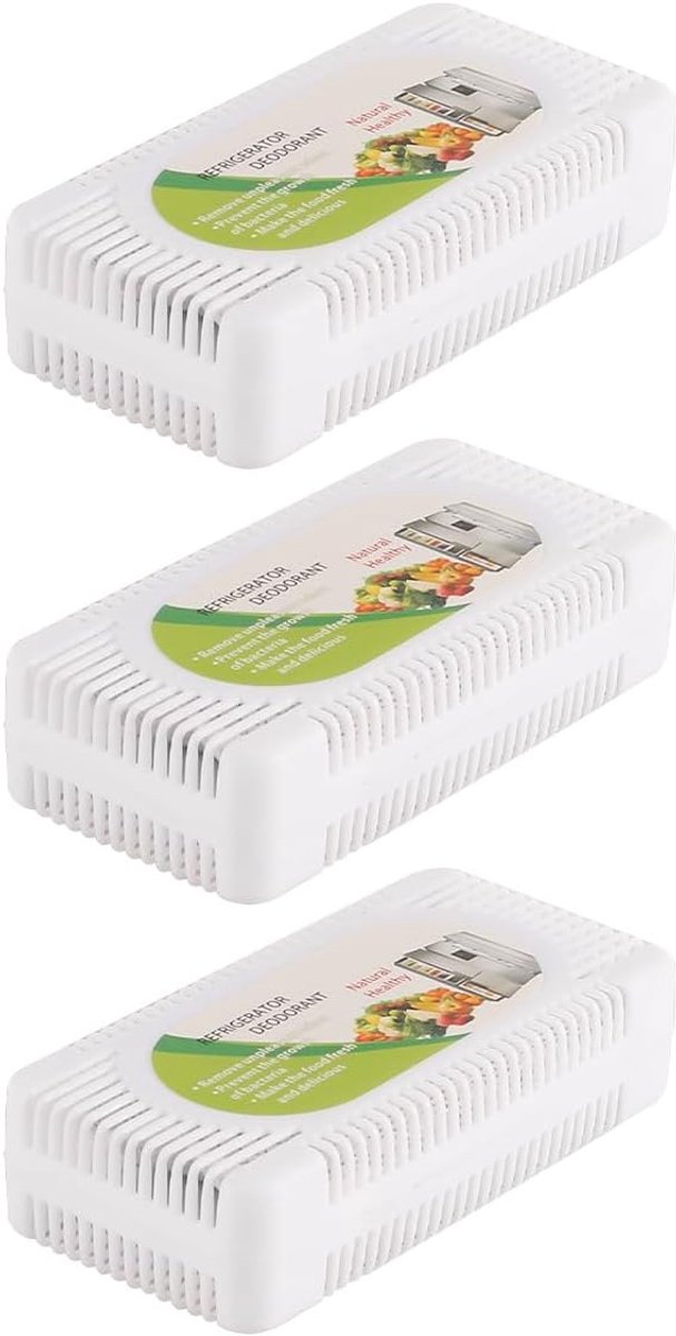 SnelShoppen - 3 Stuks Koelkast Deodorant, Geurverwijderaar voor Koelkast, Vrieskist, Koelbox en Lunchboxen, Effectieve Geurabsorber voor Frisse en Sch